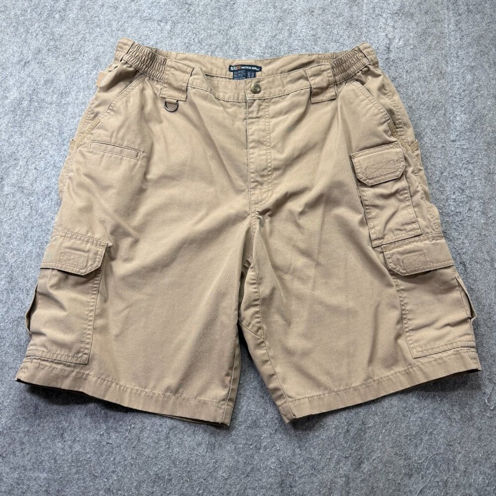 5.11 Tactical Men 38 Cargo Shorts Beige Khaki Canvas Work Utility Hiking 11"